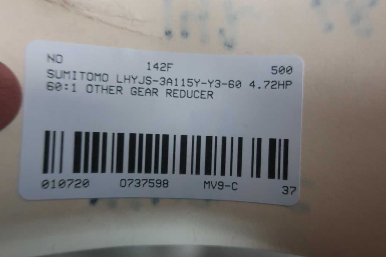 SUMITOMO LHYJS-3A115Y-Y3-60 4.79HP 60:1 OTHER GEAR REDUCER - GEAR REDUCERS