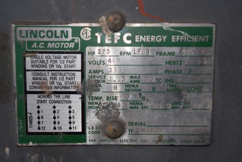 LINCOLN 125 HP ELECTRIC MOTOR - MISCELLANEOUS