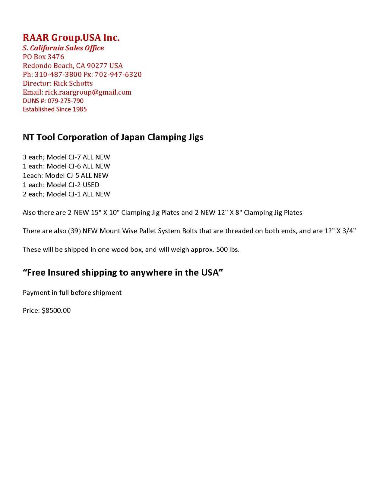 NT Clamping Jigs, NEW, Free Shipping - MISCELLANEOUS
