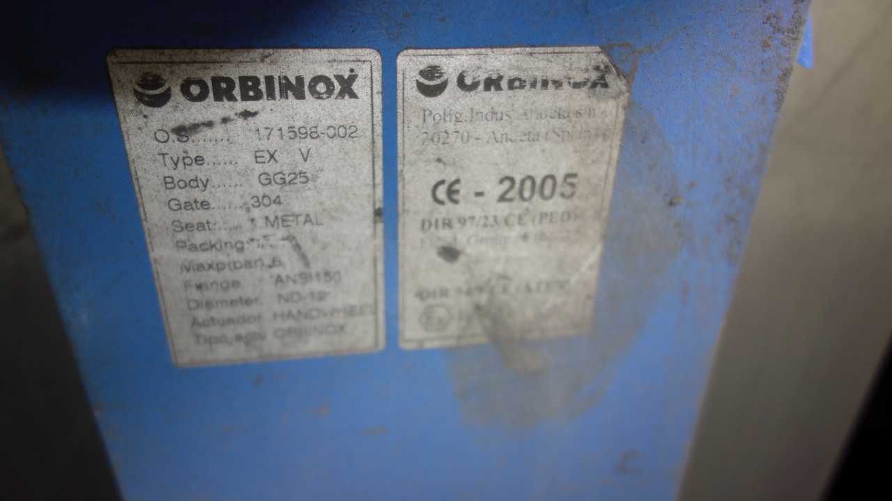 LOT OF 5 ORBINOX IRON 12IN KNIFE GATE VALVES - KNIFE GATE VALVE