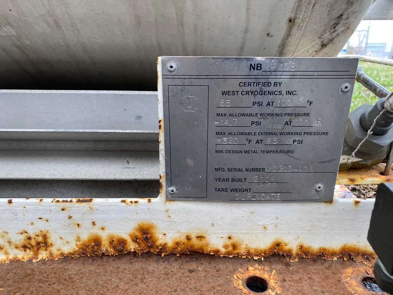2004 West Cryogenics Tank - PROCESS EQUIPMENT