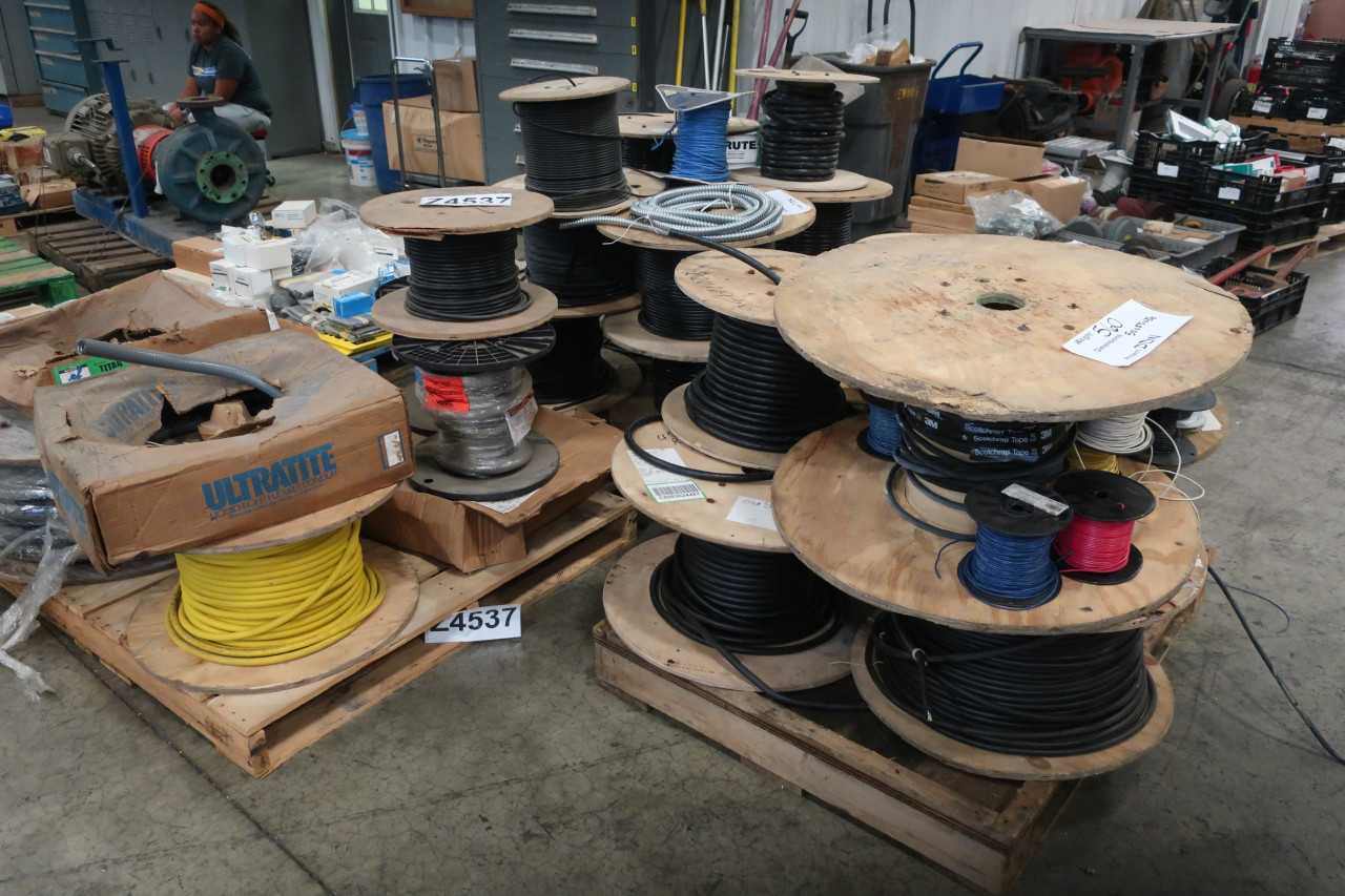 3 PALLETS OF ASSORTED ELECTRICAL WIRE - ELECTRICAL COMPONENTS