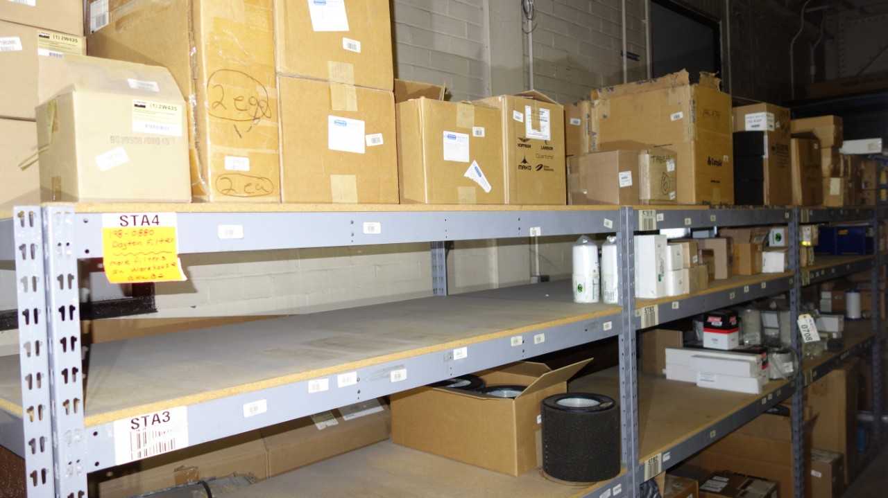 CONTENTS OF 3 SHELF COLUMNS, ASSORTED MRO, BLOWER REPLACEMENT PARTS - BLOWER FAN