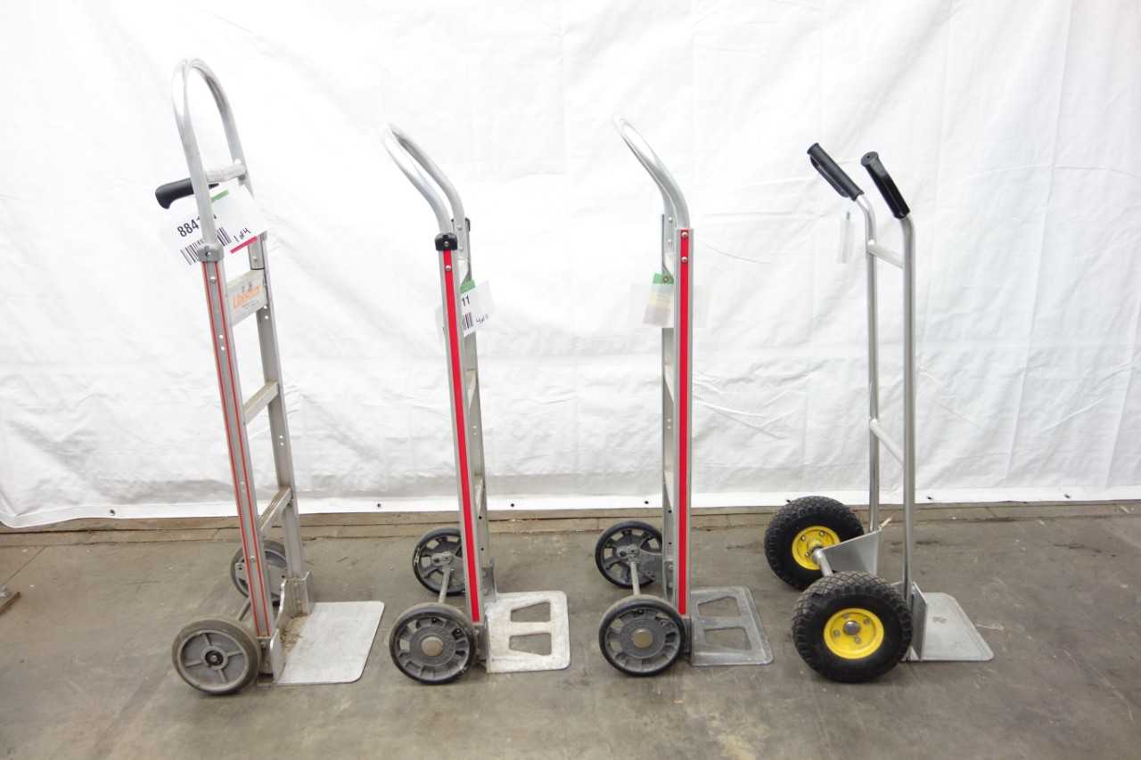 LOT OF 4 ASSORTED ALUMINUM HAND TRUCKS - PLANT & FACILITY