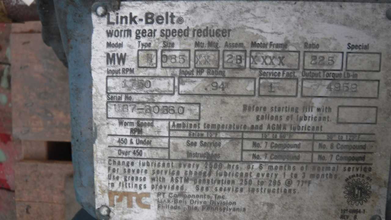 1 HP Link Belt Gear Reducer Model H87-30350 - GEAR REDUCERS