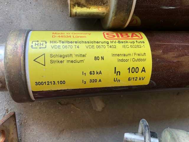 QTY OF (30) - SIBA, HV BACK UP FUSE, VDE 0670 T402, IEC 60282-1, Striker Medium, Indoor/Outdoor, 100A, 6/12kv - ELECTRICAL COMPONENTS
