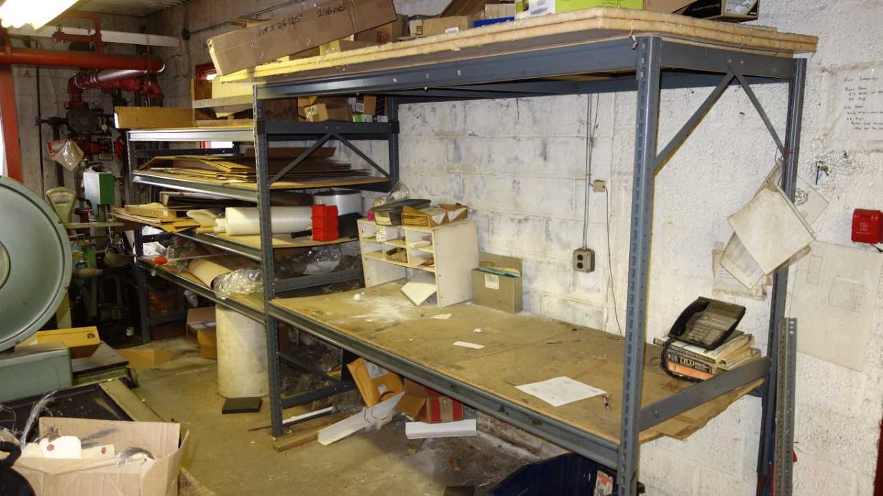 2 SECTIONS OF WIDE STEEL SHELVING (CONTENTS NOT INCLUDED) - SHELVING