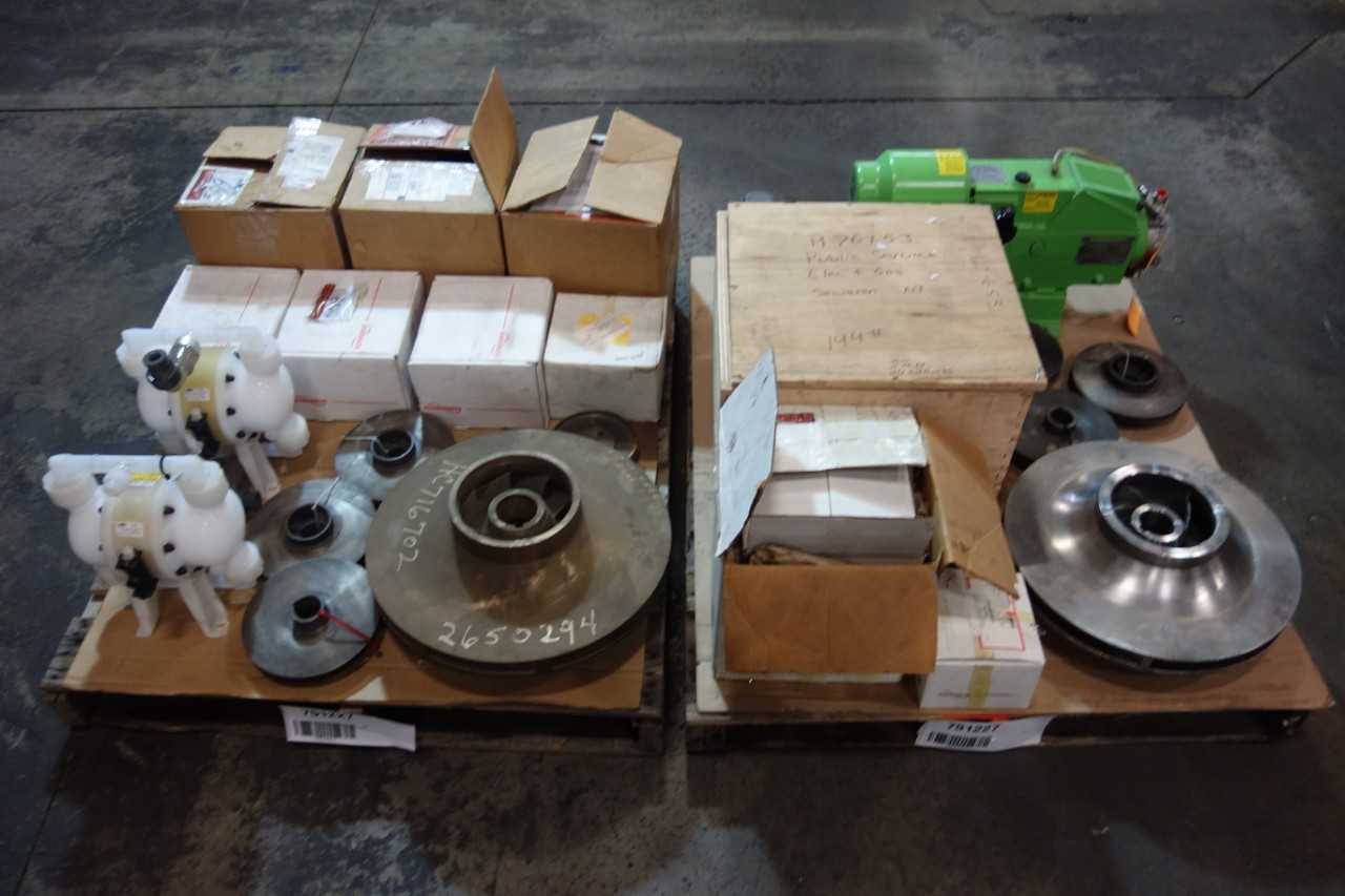 2 PALLETS OF ASSORTED PUMP PARTS, IMPELLERS, DIAPHRAM PUMPS, METERING PUMP - METERING PUMP