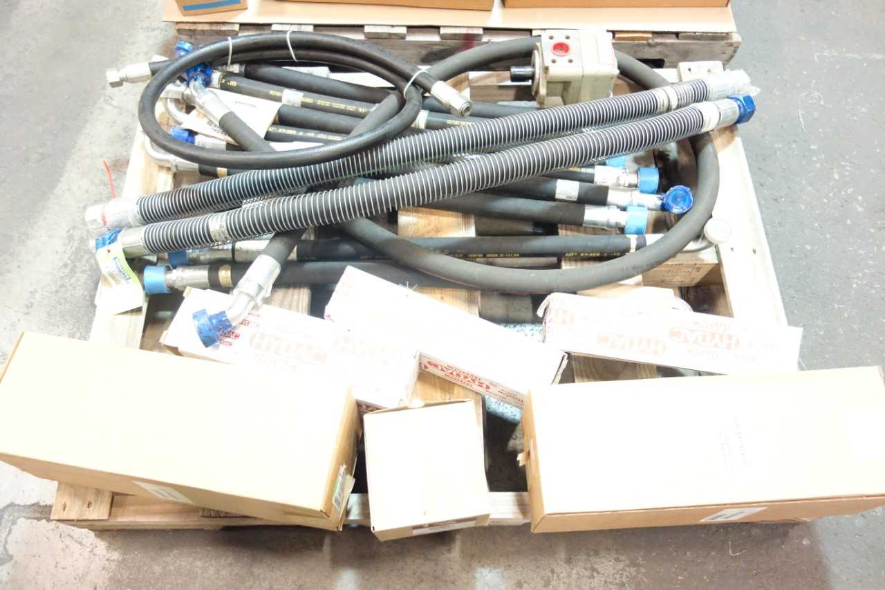 2 PALLETS OF ASSORTED FILTERS, HOSES, PUMP- HYDAC, KOMATSU, PALL - PUMPS