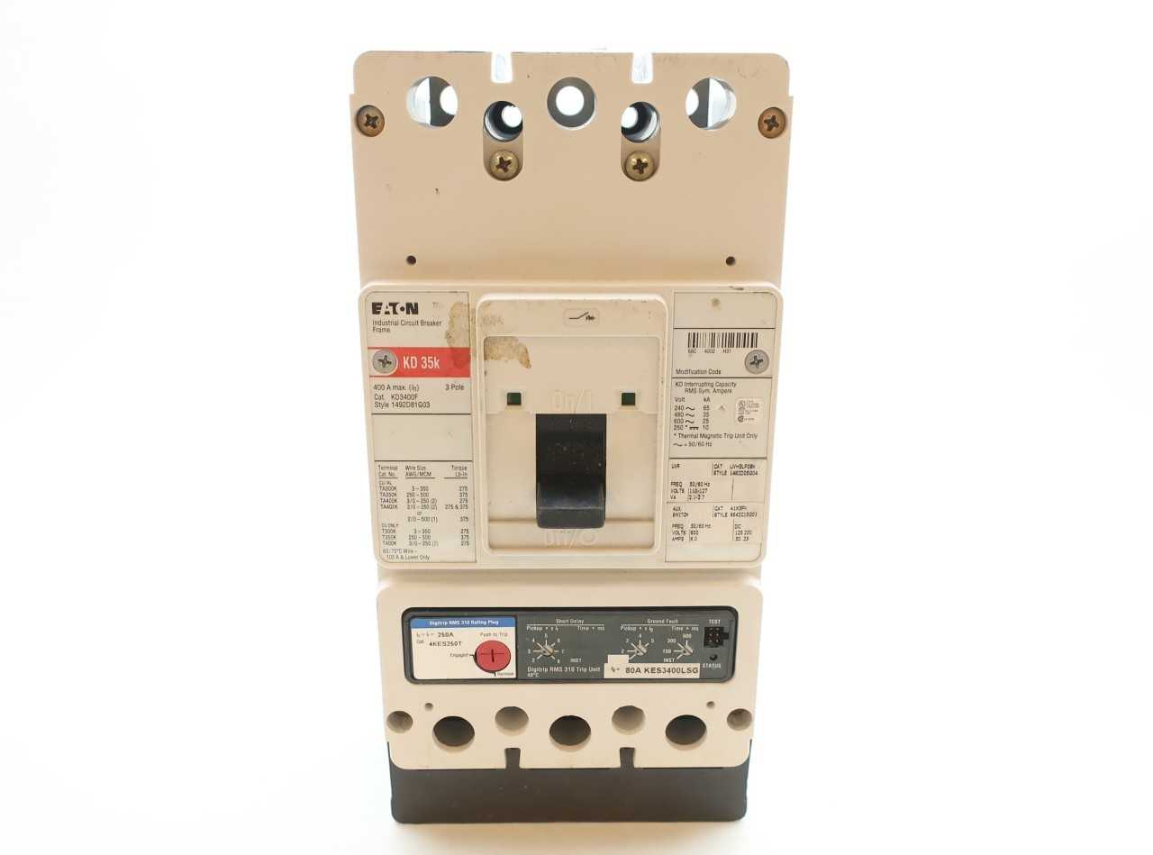 EATON KD3400F KES3400LSG 3P 400A AMP 600V-AC MOLDED CASE CIRCUIT BREAKER - CIRCUIT BREAKERS EATON KD3400F KES3400LSG 3P 400A AMP 600V-AC MOLDED CASE CIRCUIT BREAKER - CIRCUIT BREAKERS