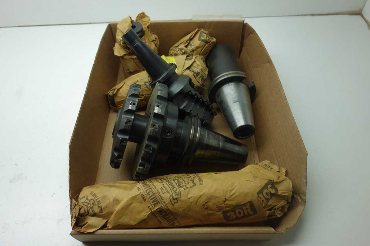 LOT OF ASSORTED CAT50 TOOL HOLDERS WITH ATTACHMENTS - BRINEY - MACHINING ACCESSORIES & TOOLING