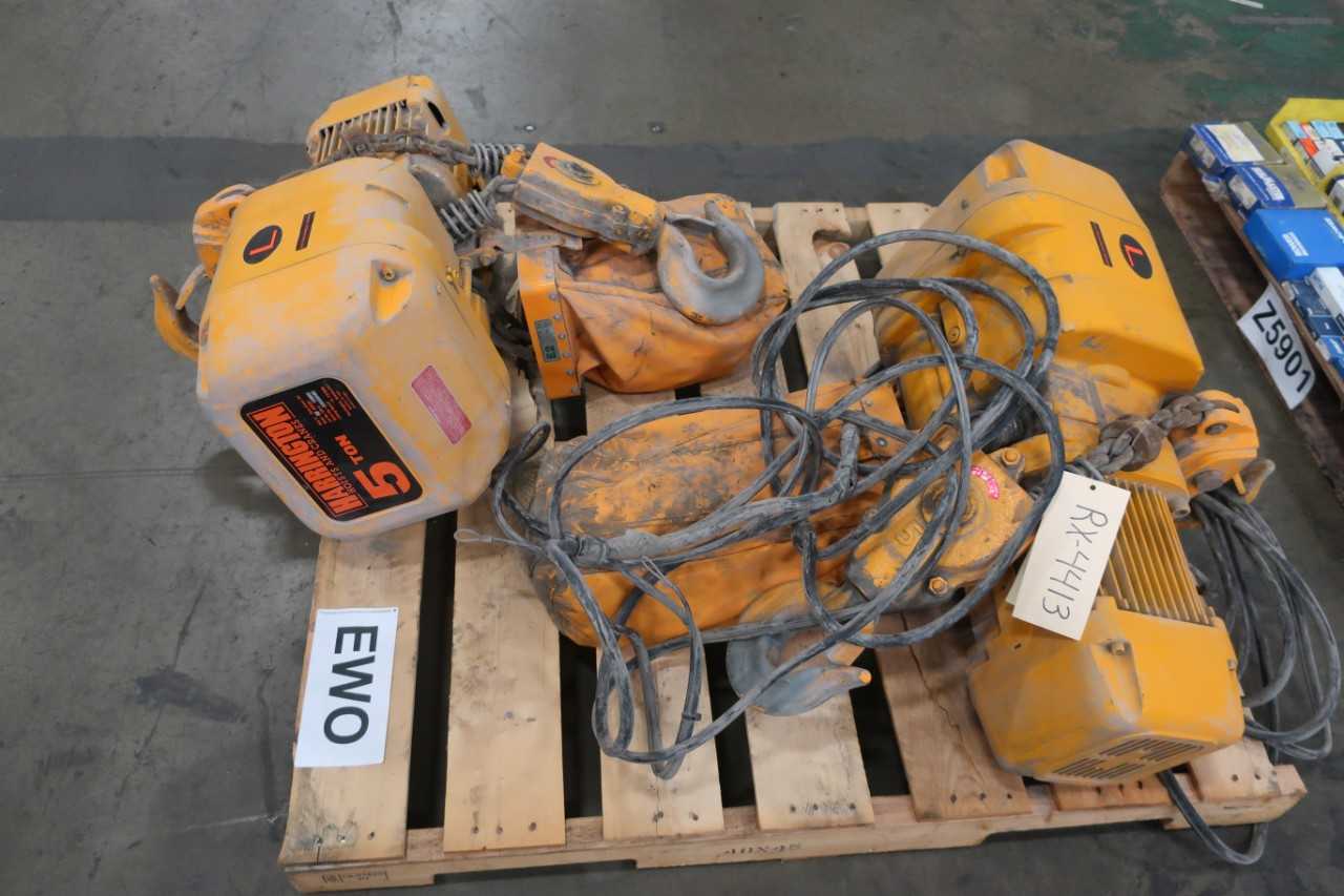 LOT OF 2 HARRINGTON 5 TON HOISTS 12FT/MIN - LIFTING EQUIPMENT