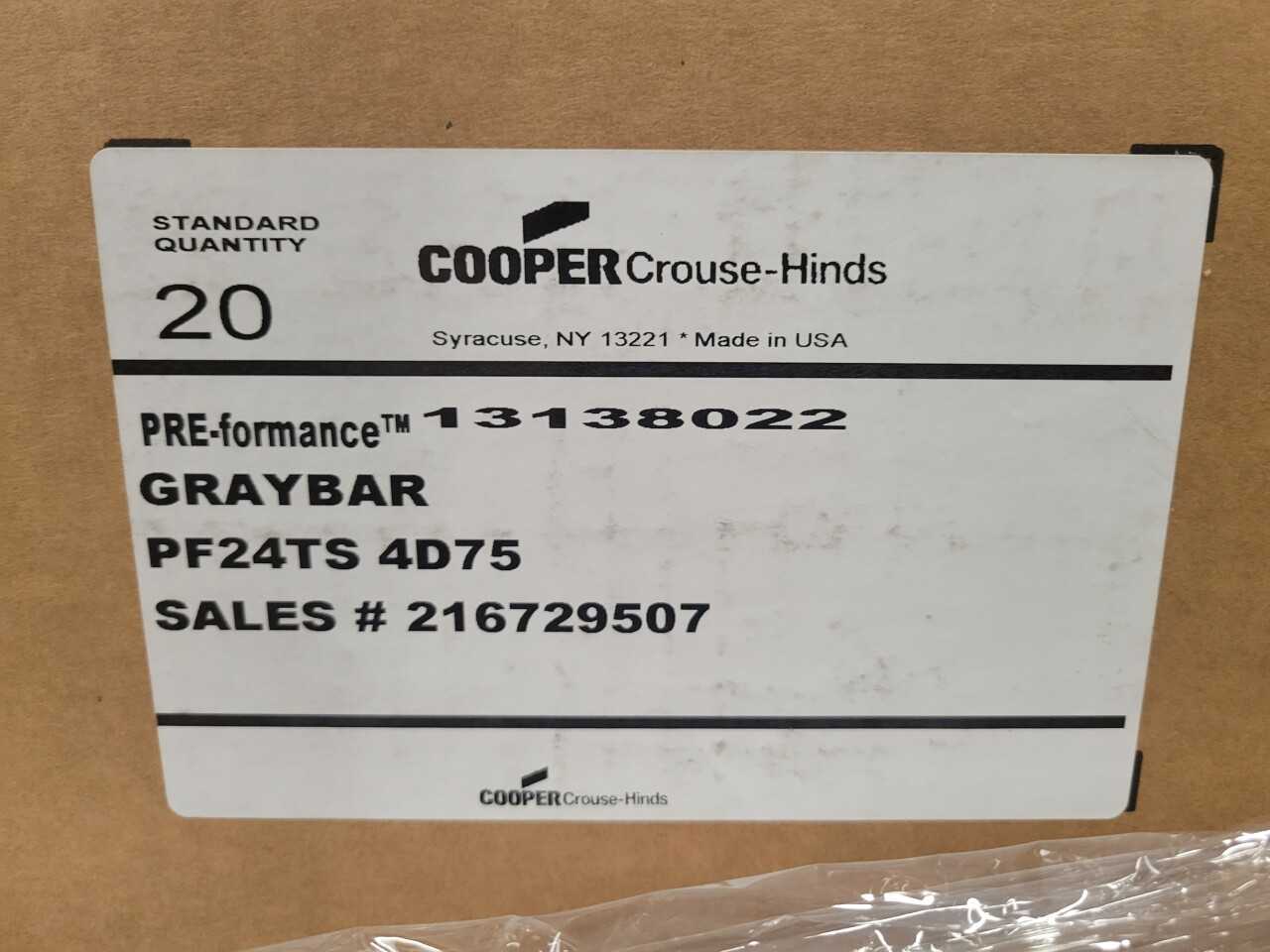 [Cooper Crouse-Hinds - 3 Cases of 20] "PF24TS-4D75" Slider Bracket / Outlet Box Assy. - CONDUIT FITTING