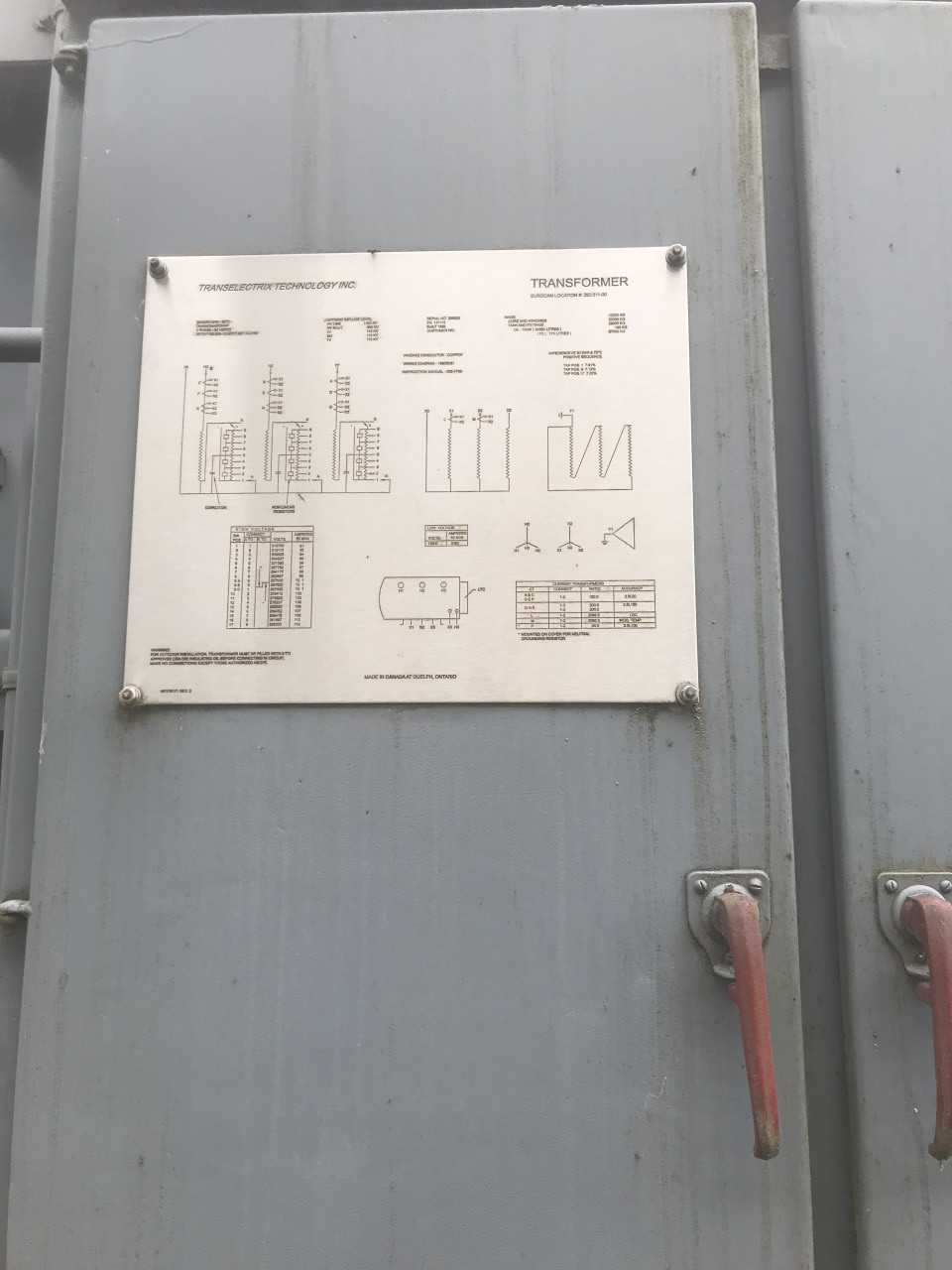 1988 Transelectrix Technology Inc 287,000V-AC(HV) 13800V-AC(LV) Oil Type Transformer - CONTROL TRANSFORMERS