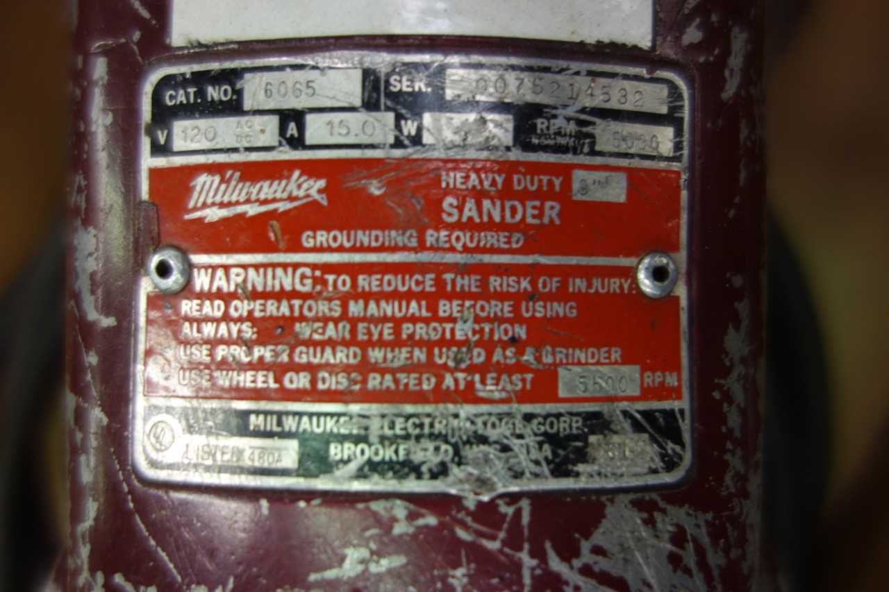MILWAUKEE 6065 HEAVY DUTY SANDER GRINDER - GRINDING MACHINES