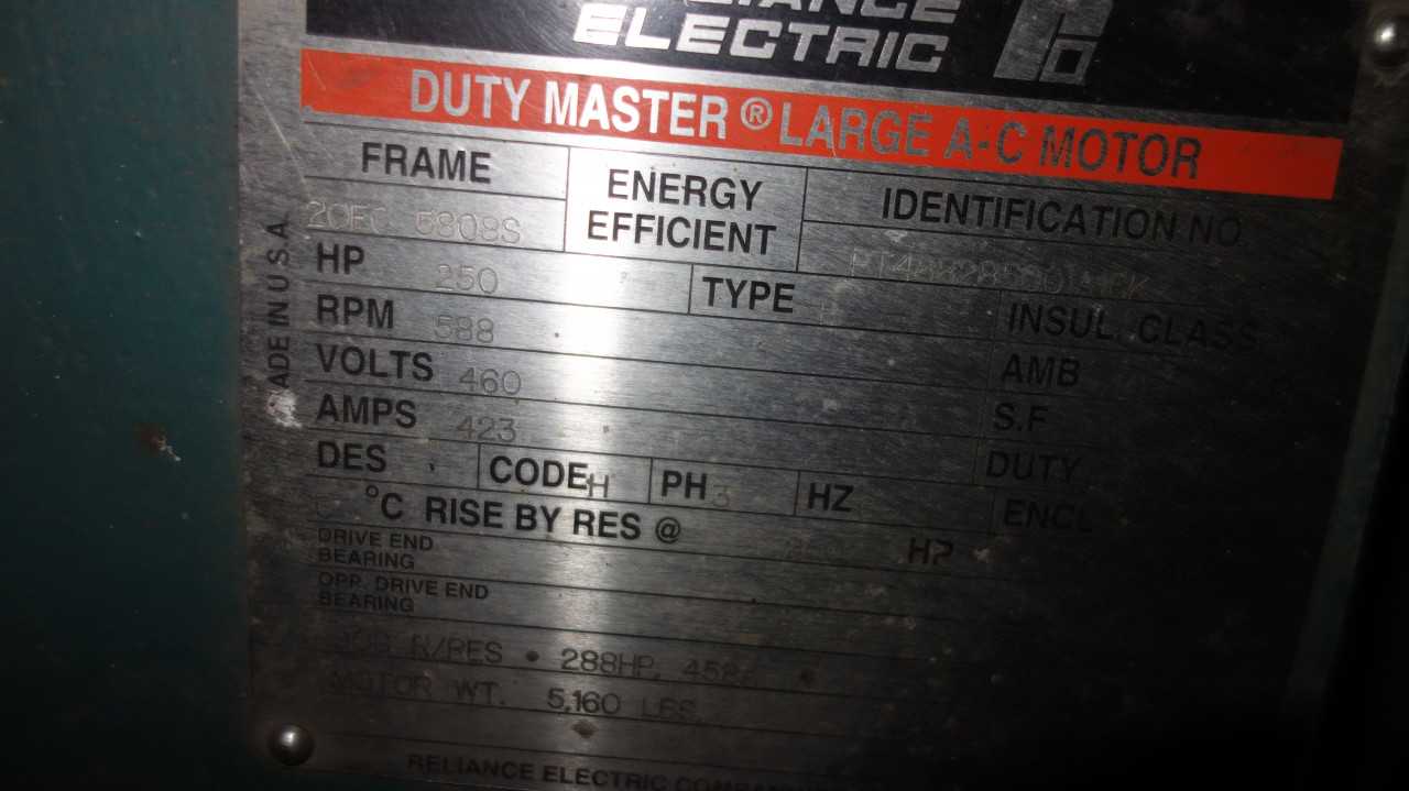 RELIANCE 20FC-5808S 250HP 460V-AC DUTY MASTER AC MOTOR - ELECTRIC MOTORS