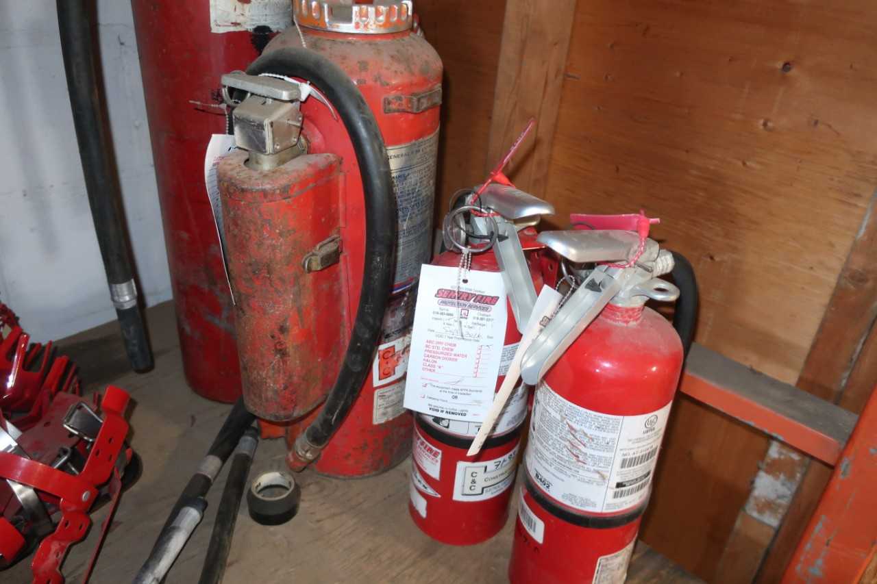 LOT OF ASSORTED FIRE EXTINGUISHERS - SAFETY EQUIPMENT