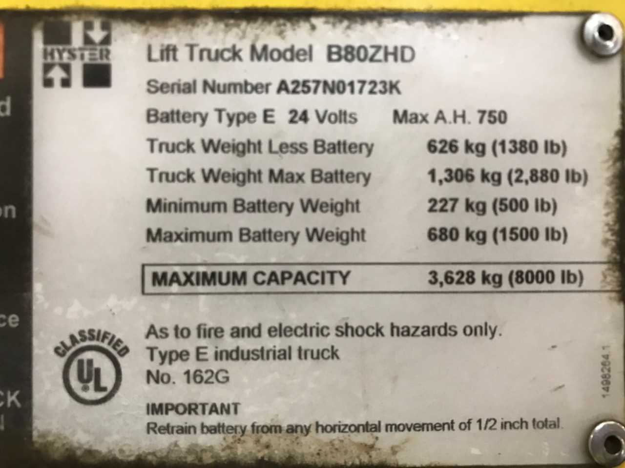 2012 HYSTER DOUBLE PALLET JACK,AURORA, IL (CHICAGO) - ELECTRIC PALLET JACKS