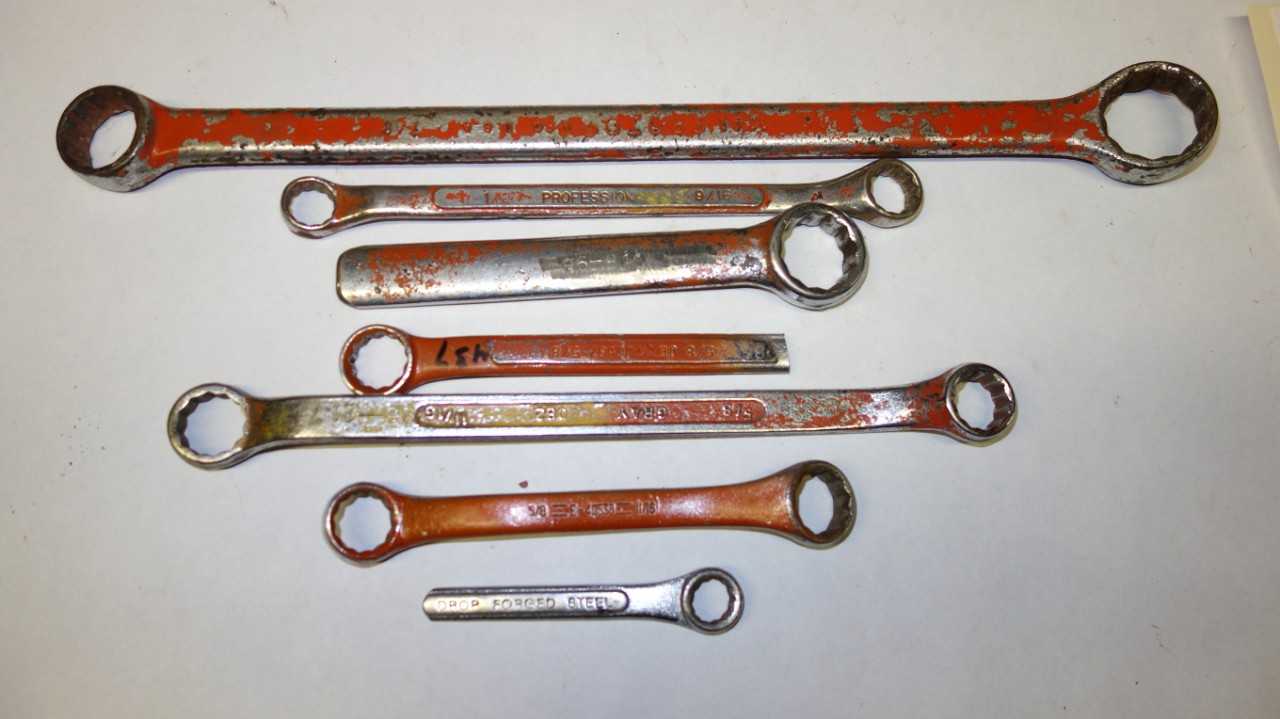 LOT OF 7 ASSORTED CLOSED END BOX WRENCHES - HAND TOOLS