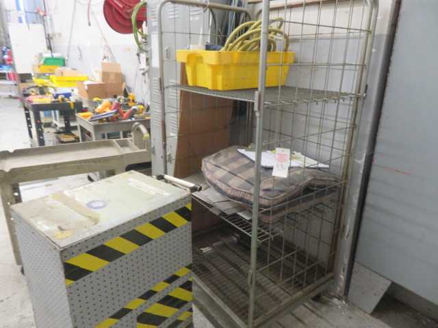 Metal Cage on wheels, cart and contents - MISCELLANEOUS