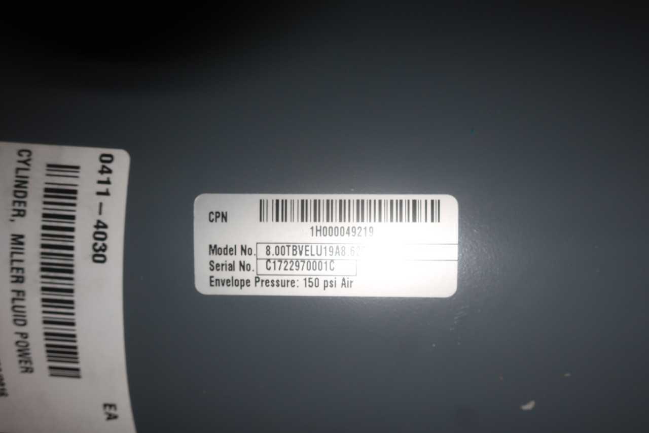 MILLER FLUID POWER 8.00TBVELU19A8625 150PSI AIR CYLINDER - MISCELLANEOUS