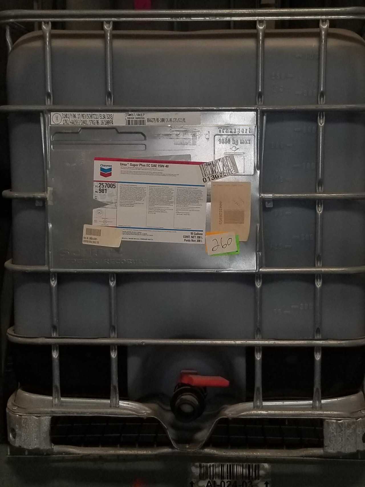 Lot of 1 tote BULK OIL - CHEVRON URSA SUPER PLUS EC 15W40 TOTE (260 total gallons) - MISCELLANEOUS