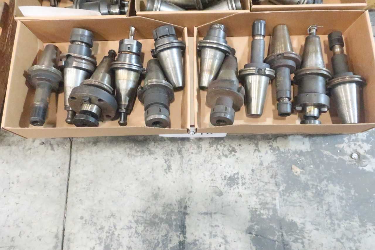 LOT OF ASSORTED CAT50 TOOL HOLDERS WITH ATTACHMENTS - ELECTRIC POWER TOOLS