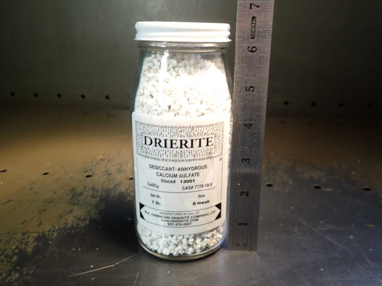 Drierite Anhydrous Calcium Sulfate Dessicant 8 Mesh 1lb Jar CaSO4 13001 New Seal - LAB & SCIENTIFIC