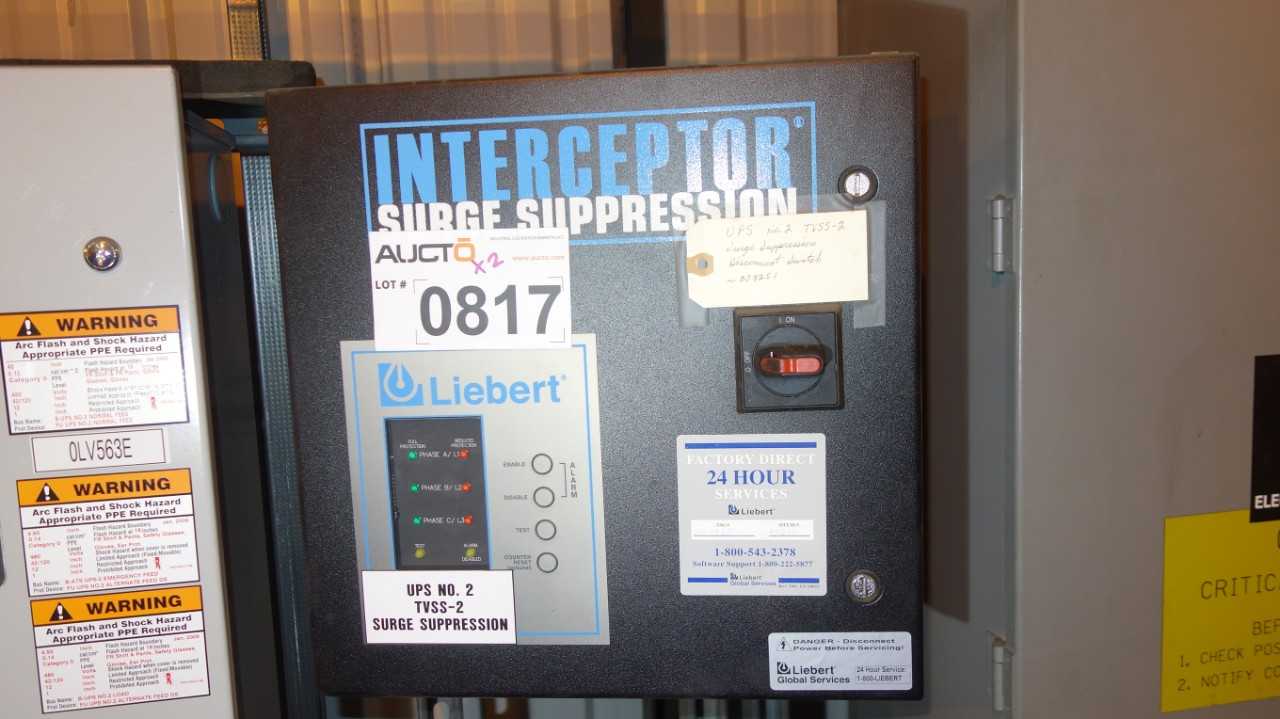 LOT OF 2 LIEBERT INTERCEPTOR SURGE SUPPRESSOR CONTROL PANEL (DELAYED REMOVAL) - AUTOMATION & CONTROLS