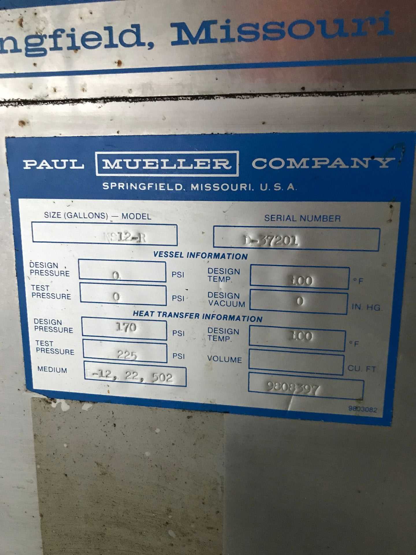 Paul Mueller NS12-R Chilled Water Tank with Jacket - PROCESS EQUIPMENT