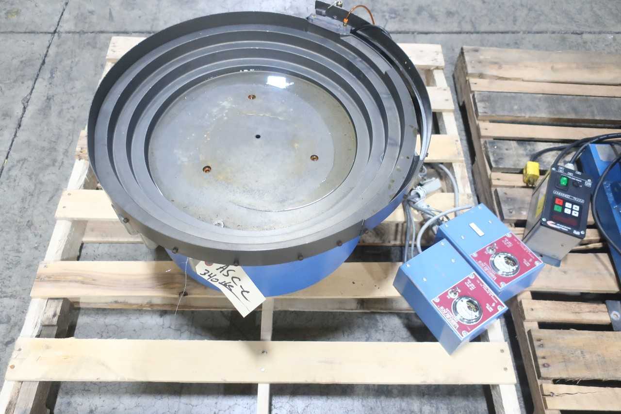 LOT OF 3 ASSORTED VIBRATION BOWL FEEDERS, ARTHUR G RUSSEL VBF VIBRO BLOCK - INDUSTRIAL PARTS