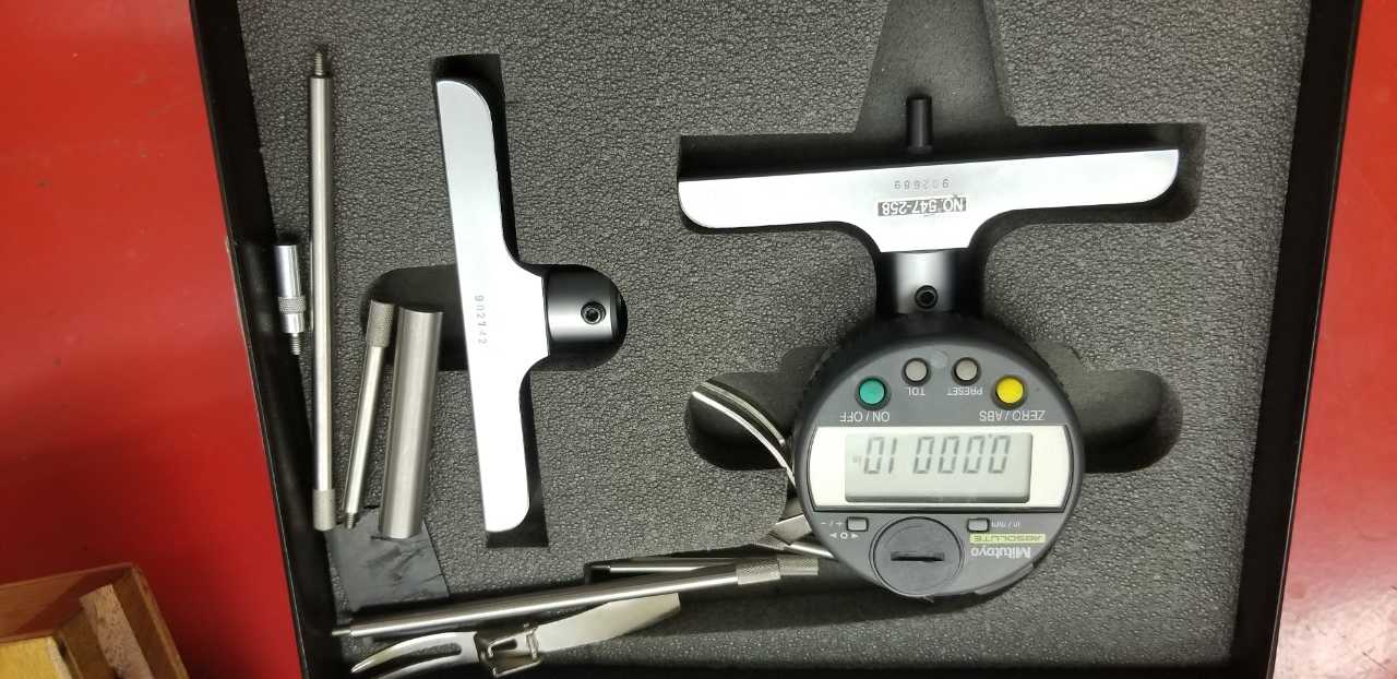 Mitutoyo Absolute Digimatic Depth Gauge with Calibration - INSTRUMENTATION Mitutoyo Absolute Digimatic Depth Gauge with Calibration - INSTRUMENTATION