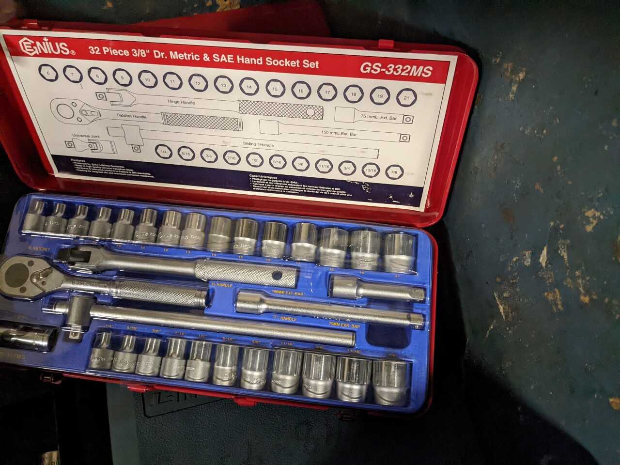LOT OF ASSORTED TOOLS, SOCKETS, SOCKET SETS, DRILLS, EXTENSIONS - HAND TOOLS