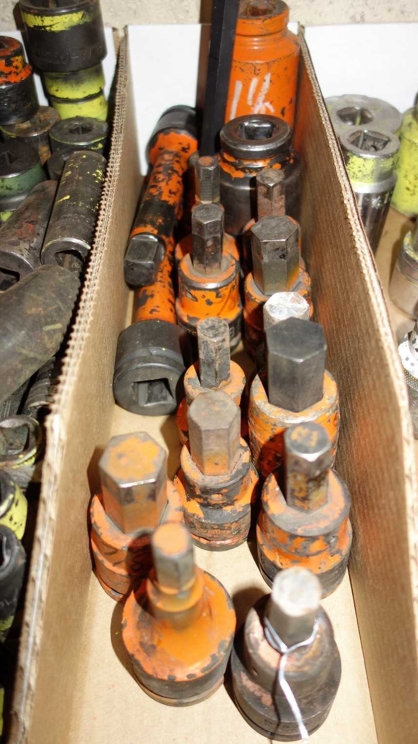 ASSORTED HEX DRIVE SOCKETS AND EXTENSIONS, 1/2 IN TO 1-5/8 IN - HAND TOOLS