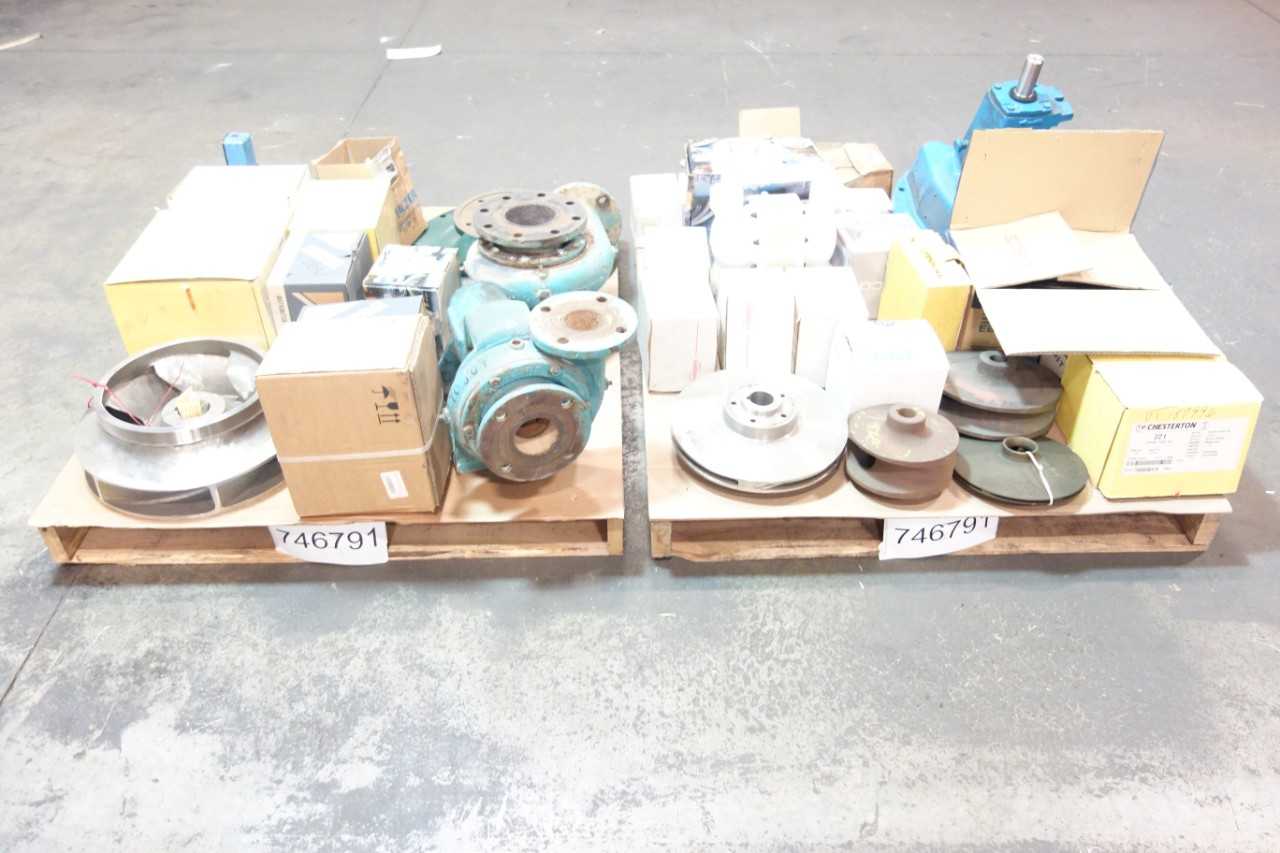 2 PALLETS OF ASSORTED PUMPS, PUMP REPLACEMENT PARTS & ACCESSORIES- CHESTERTON, FLOWSERVE, SEPCO - PUMPS