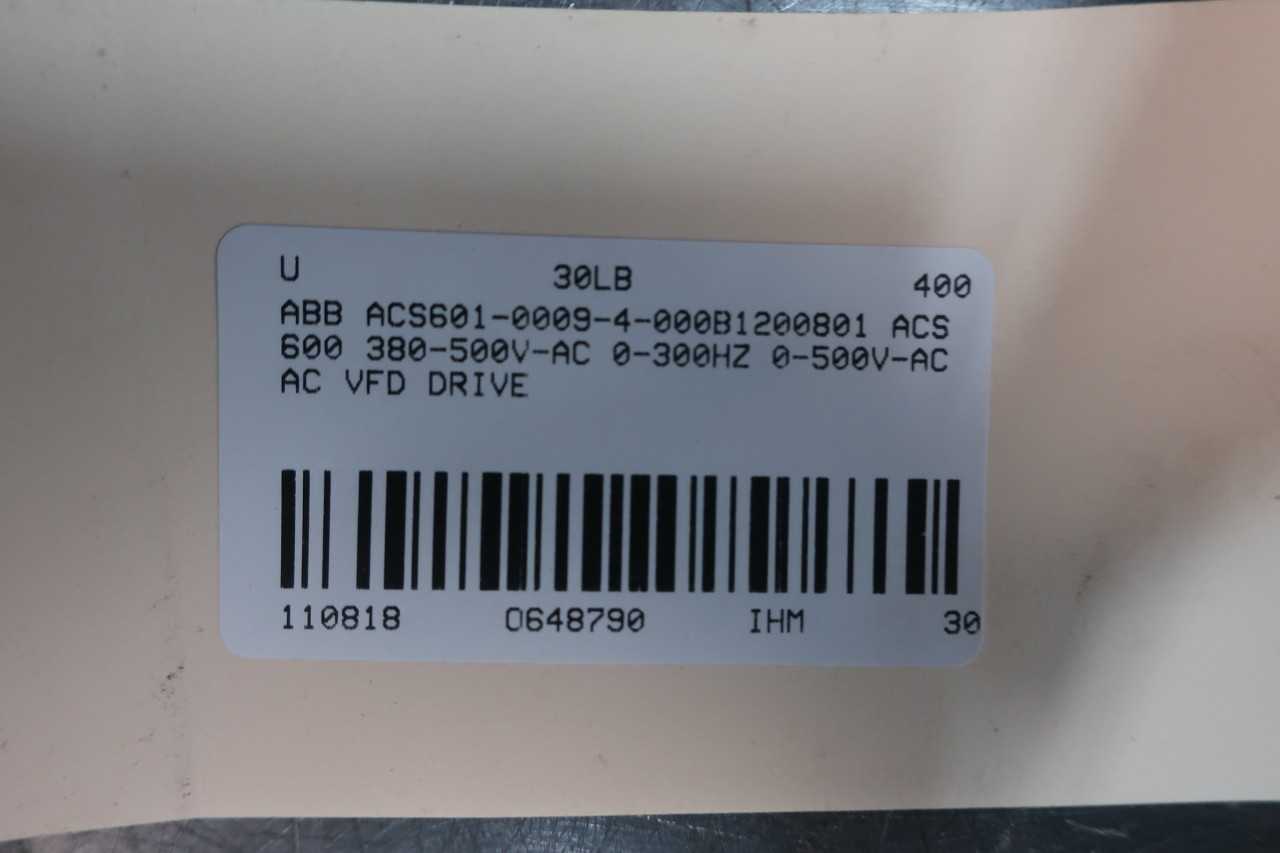 ABB ACS601-0009-4-000B1200801 ACS 600 380-500V-AC 0-300HZ 0-500V-AC AC VFD DRIVE - MOTOR DRIVES