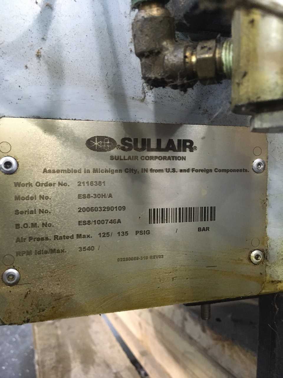 Sullair ES-8 Rotory Screw Air Compress - AIR COMPRESSORS