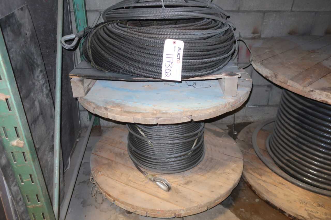 LOT OF ASSORTED STEEL CABLE ROPE - ELECTRICAL COMPONENTS