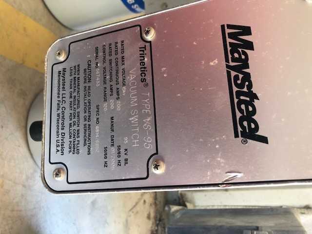 QTY OF (20) MAYSTEEL, VACUUM SWITCH, TYPE VS-95, 15KV, 200A, 120V, 50/60HZ - ELECTRICAL COMPONENTS