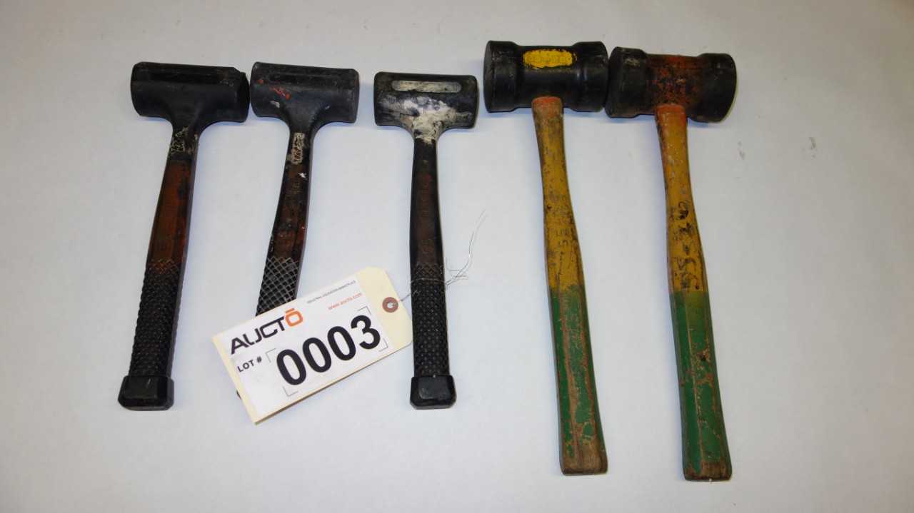 LOT OF 5 ASSORTED RUBBER MALLETS - HAND TOOLS