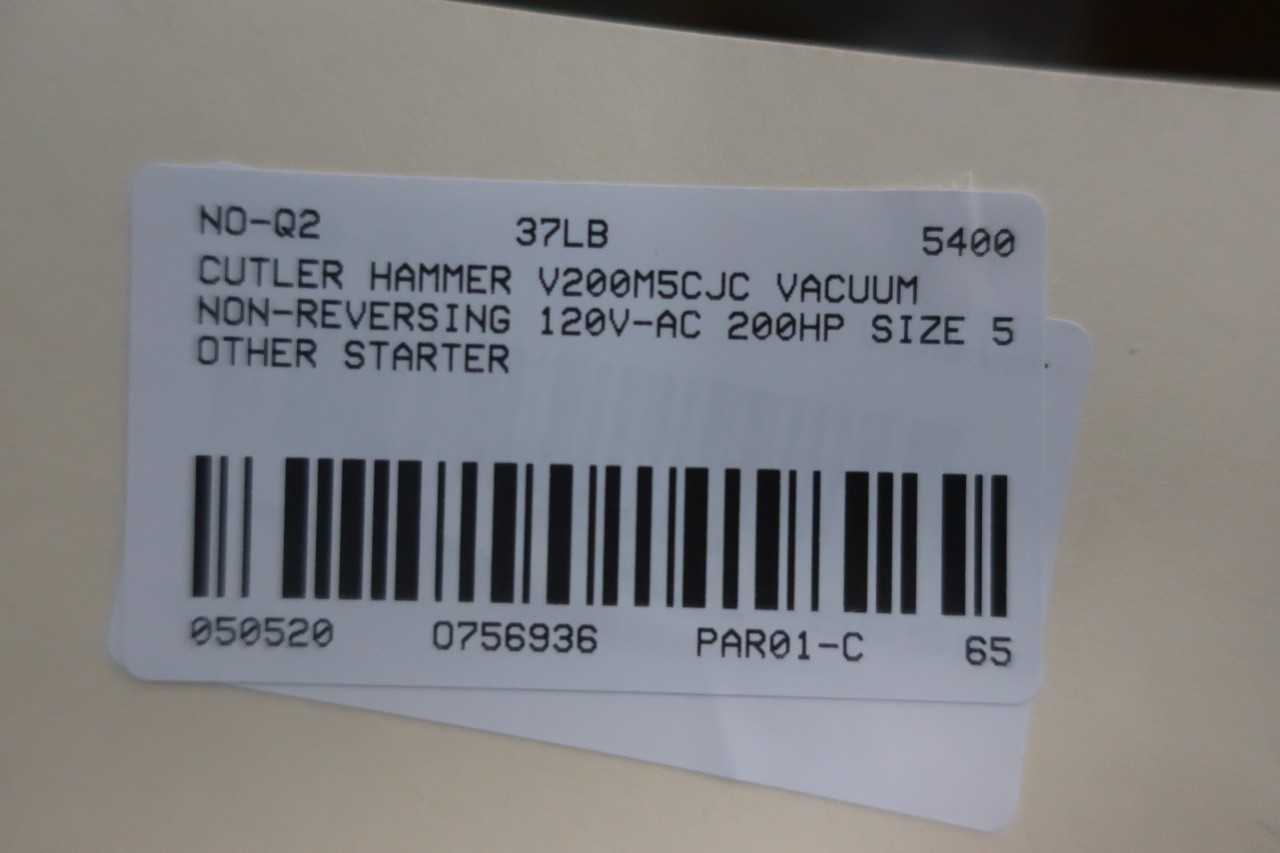 CUTLER HAMMER V200M5CJC VACUUM NON-REVERSING 120V-AC 200HP SIZE 5 OTHER STARTER - MOTOR STARTERS