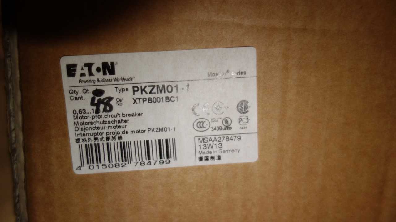1 PALLET OF EATON MOELLER PKZM01-1 MOTOR CIRCUIT BREAKERS (16 BOXES OF 48) - CIRCUIT BREAKERS
