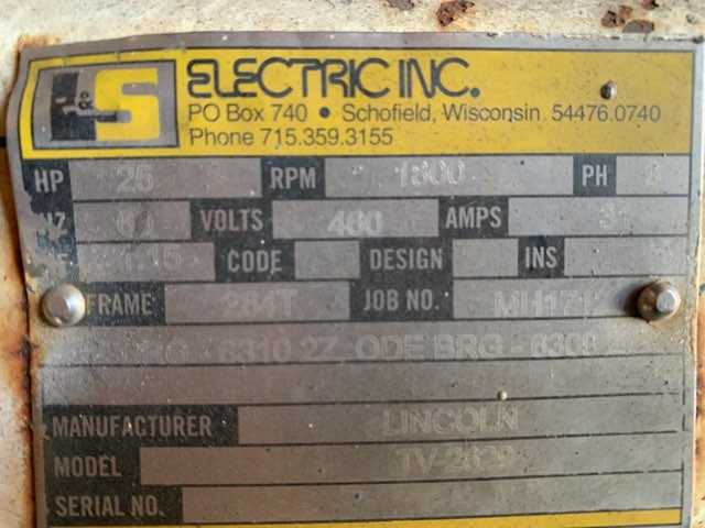 25 HP 1800 RPM 284T Frame Lincoln Motor - ELECTRIC MOTORS