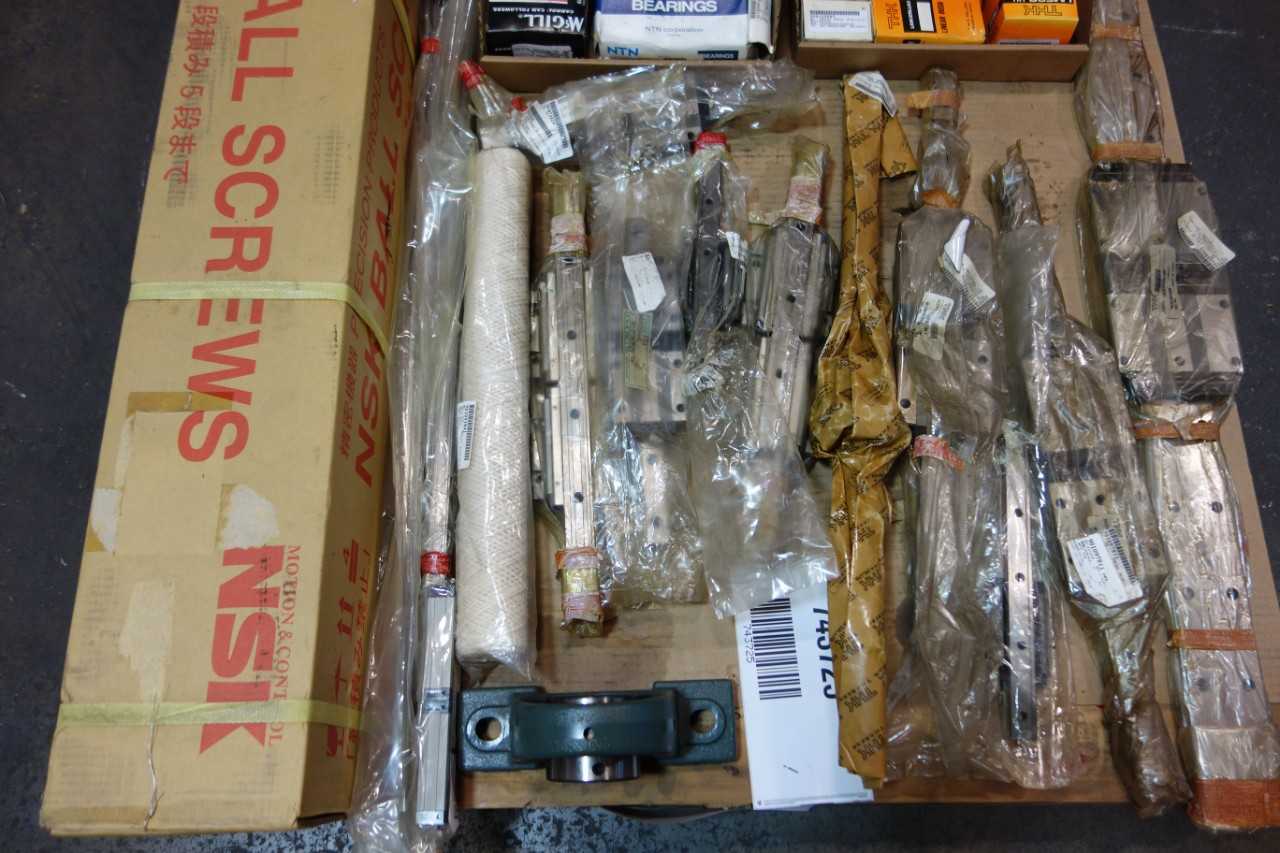 1 PALLET OF ASSORTED BEARINGS, BALL SCREWS, LINEAR BUSH- SKF, NSK, NTN, THK - BEARINGS