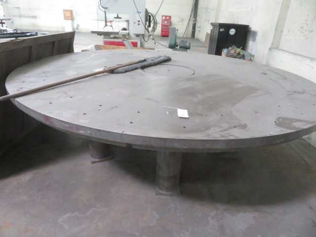 120" DIA  X  2" Thick, X 36" H, very heavy duty steel table - MISCELLANEOUS
