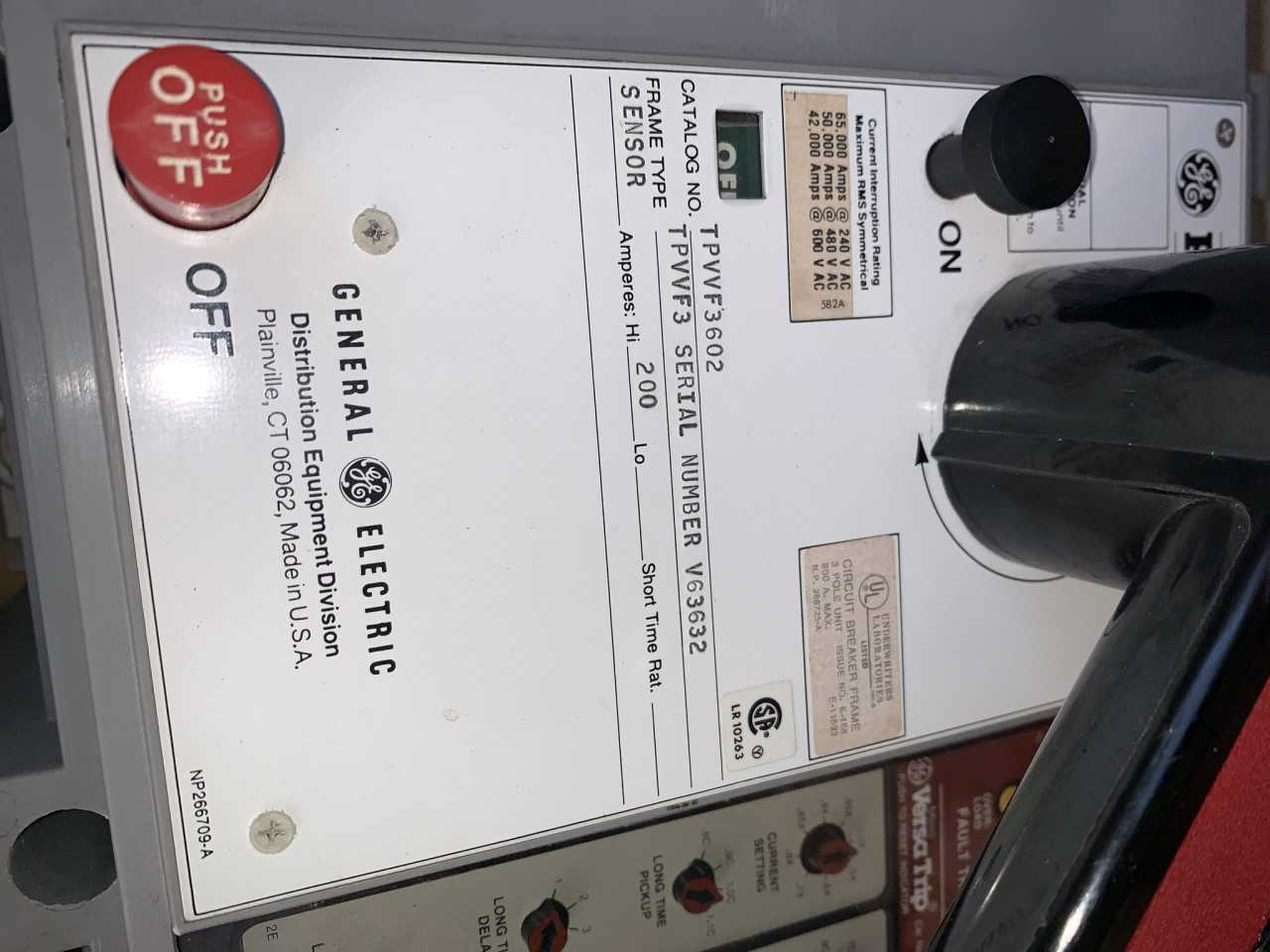 New - Lot of 1 - GE TPVVF3602 Power Break Circuit Breaker - CIRCUIT BREAKERS