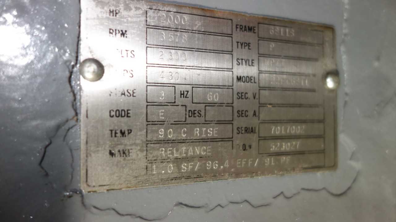 RELIANCE 6811S 2000HP 2300V-AC INDUCTION MOTOR - ELECTRIC MOTORS