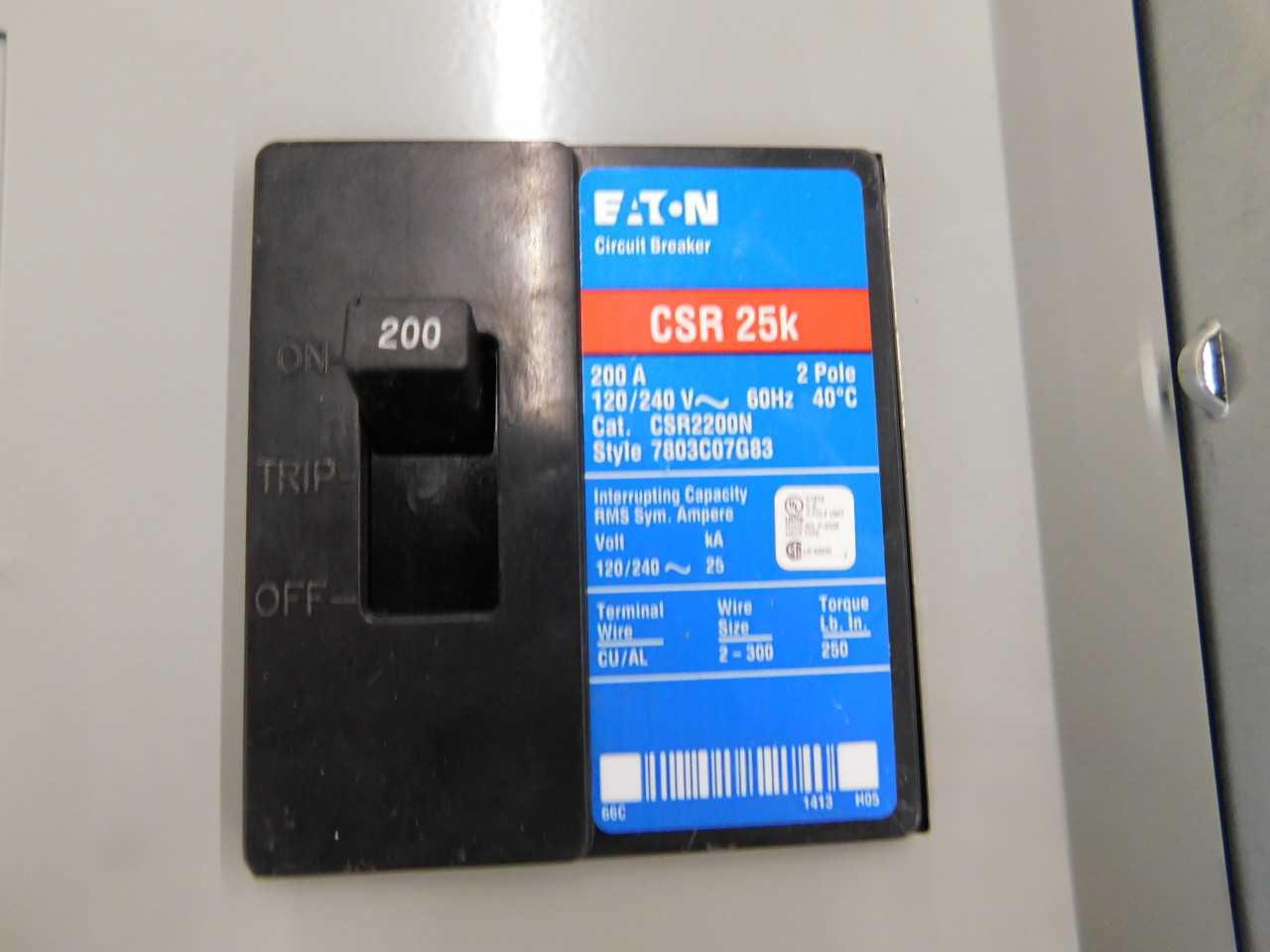 Quantity of 1 New Surplus Eaton MB2040P200SD Main Breaker Panel 200A 120V 1 - ELECTRICAL COMPONENTS