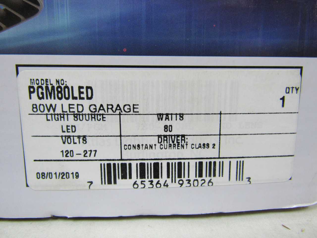 Lot of 2x Atlas PGM80LED Lighting Fixture LED Parking Garage 120-277VAC 80 Watts - LIGHTING