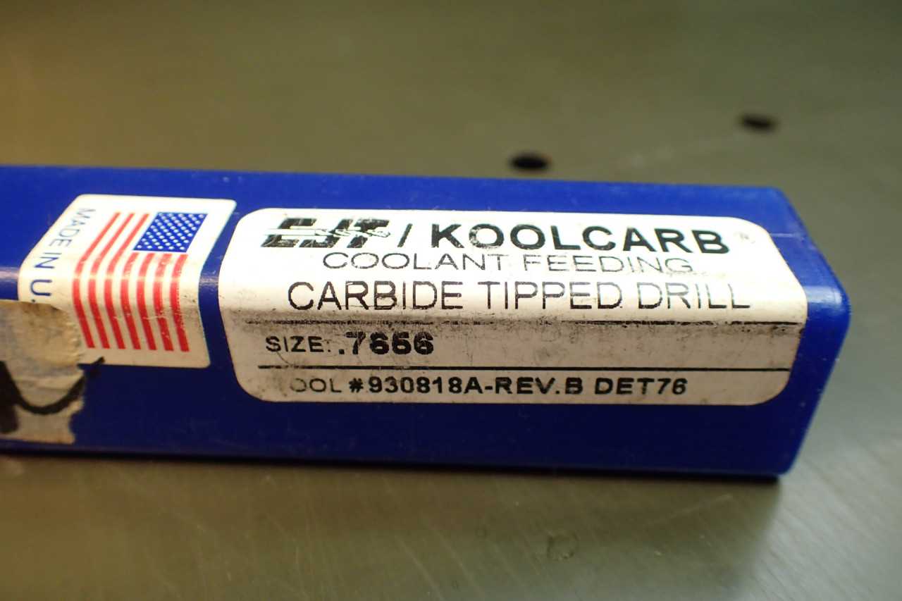 Koolcarb 49/64 in .7656 Carbide Tipped Coolant Feed Gun Drill: 9 Flutes, NEW USA - MACHINE TOOLING